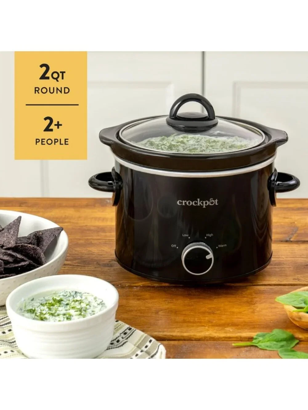 2-Quart Manual Slow Cooker for Small Meals, Dips & Sides - Dishwasher Safe